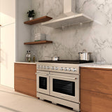 ZLINE 48 in. 6.7 cu. ft. Paramount Double Oven Gas Range with 8 Burner Cooktop in Satin Stainless Steel (SGRS-48)