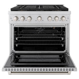 ZLINE 36 in. 5.2 cu. ft. Paramount Gas Range with 6 Burner DuoPro™ Cooktop and Convection Gas Oven in Stainless Steel (PSGR36)