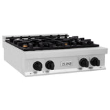 ZLINE 30 In. Autograph Edition Rangetop in Stainless Steel with Matte Black Accents (RTZ-30-MB)