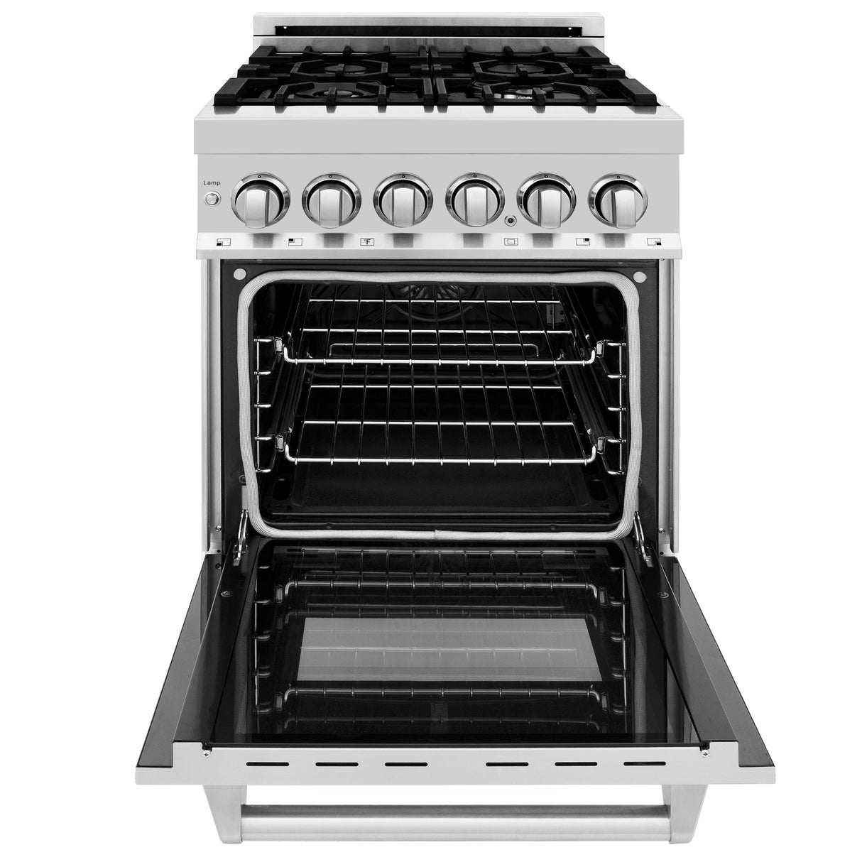 ZLINE 24 in. 2.8 cu. ft. Legacy Dual Fuel Range with 4 Burner Gas Cooktop and Electric Convection Oven in Stainless Steel with Griddle (RA-GR-24)
