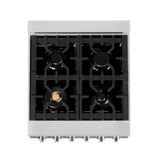 ZLINE 24 in. 2.8 cu. ft. Legacy Dual Fuel Range with Gas Cooktop and Electric Convection Oven in Satin Stainless Steel with 4 Brass Burners (RAS-SN-BR-24)