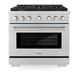 ZLINE 36 in. 5.2 cu. ft. Paramount Gas Range with 6 Burner Cooktop and Convection Gas Oven in Stainless Steel (SGR36)