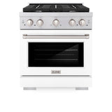 ZLINE 30 in. 4.2 cu. ft. Paramount Gas Range with 4 Burner Cooktop and Convection Gas Oven in Stainless Steel with White Matte Door (SGR-WM-30)