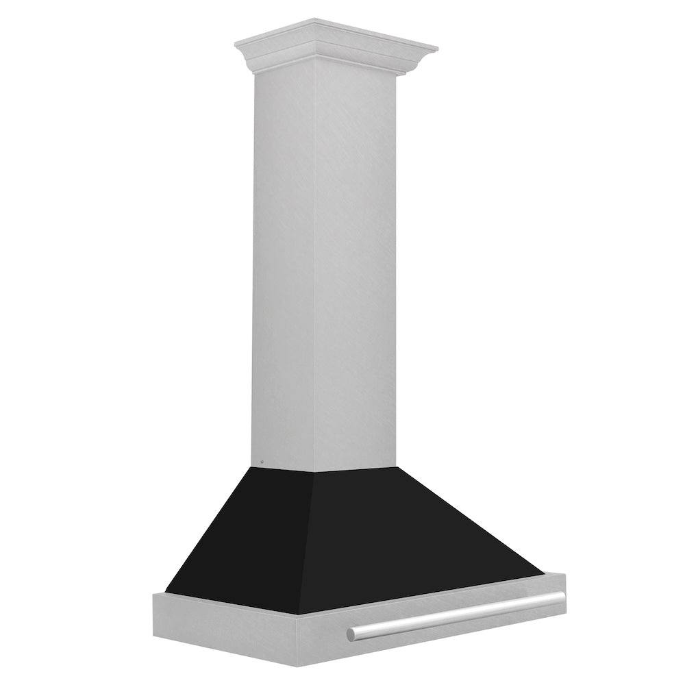 ZLINE 30 in. Convertible Fingerprint Resistant DuraSnow® Stainless Steel Range Hood with Black Matte Shell and Stainless Steel Handle (KB4SNX-BLM-30)
