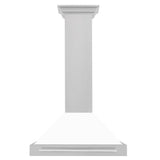 ZLINE 30 in. Convertible Fingerprint Resistant DuraSnow® Stainless Steel Range Hood with White Matte Shell and Stainless Steel Handle (KB4SNX-WM-30)