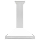 ZLINE 36 in. Convertible Fingerprint Resistant DuraSnow® Stainless Steel Range Hood with White Matte Shell and Stainless Steel Handle (KB4SNX-WM-36)