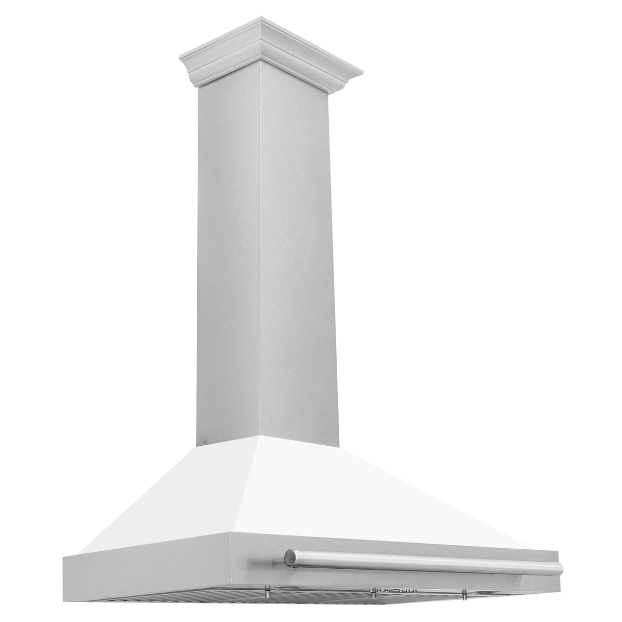 ZLINE 36 in. Convertible Fingerprint Resistant DuraSnow® Stainless Steel Range Hood with White Matte Shell and Stainless Steel Handle (KB4SNX-WM-36)