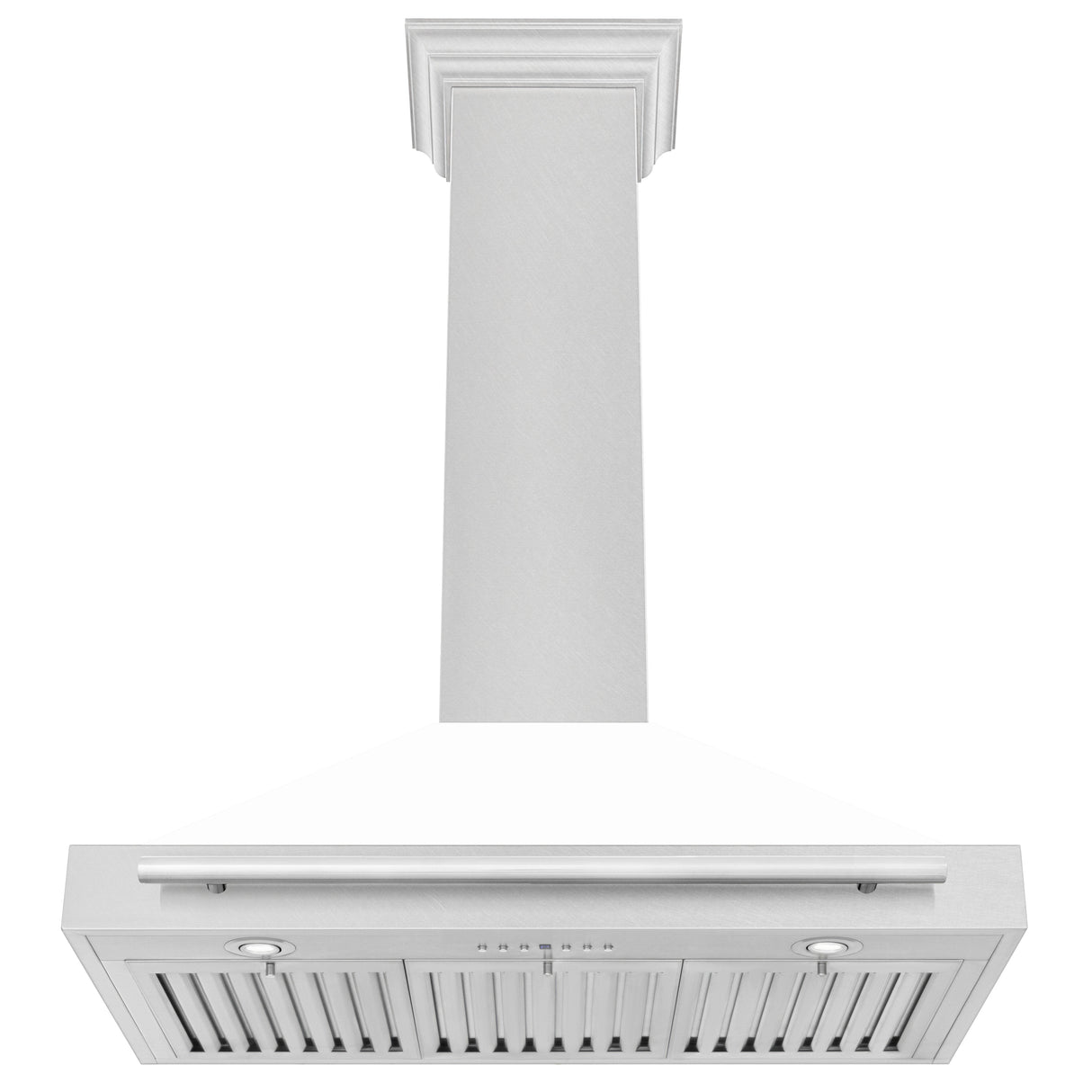ZLINE 36 in. Convertible Fingerprint Resistant DuraSnow® Stainless Steel Range Hood with White Matte Shell and Stainless Steel Handle (KB4SNX-WM-36)