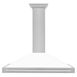 ZLINE 48 in. Convertible Fingerprint Resistant DuraSnow® Stainless Steel Range Hood with White Matte Shell and Stainless Steel Handle (KB4SNX-WM-48)