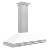 ZLINE 48 in. Convertible Fingerprint Resistant DuraSnow® Stainless Steel Range Hood with White Matte Shell and Stainless Steel Handle (KB4SNX-WM-48)