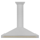 ZLINE 48 in. Autograph Edition Convertible Fingerprint Resistant DuraSnow® Stainless Steel Range Hood with Polished Gold Handle (KB4SNZ-48-G)