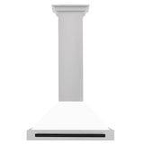 ZLINE 30 in. Autograph Edition Convertible Fingerprint Resistant DuraSnow® Stainless Steel Range Hood with White Matte Shell and Matte Black Handle (KB4SNZ-WM30-MB)