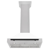 ZLINE 30 in. Autograph Edition Convertible Fingerprint Resistant DuraSnow® Stainless Steel Range Hood with White Matte Shell and Matte Black Handle (KB4SNZ-WM30-MB)
