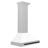ZLINE 30 in. Autograph Edition Convertible Fingerprint Resistant DuraSnow® Stainless Steel Range Hood with White Matte Shell and Matte Black Handle (KB4SNZ-WM30-MB)