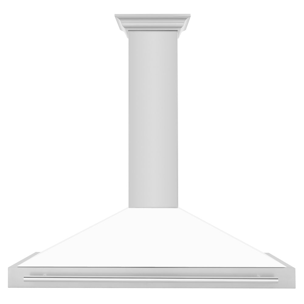 ZLINE 48 in. Convertible Stainless Steel Range Hood with White Matte Shell and Stainless Steel Handle (KB4STX-WM-48)