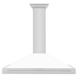 ZLINE 48 in. Convertible Stainless Steel Range Hood with White Matte Shell and Stainless Steel Handle (KB4STX-WM-48)