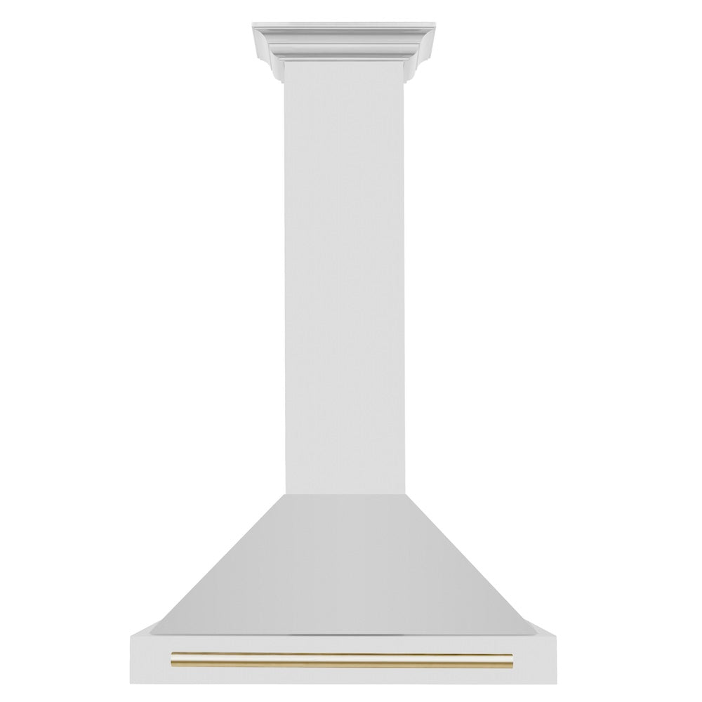 ZLINE 30 in. Autograph Edition Convertible Stainless Steel Range Hood with Stainless Steel Shell and Polished Gold Accents (KB4STZ-30-G)