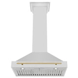 ZLINE 30 in. Autograph Edition Convertible Stainless Steel Range Hood with Stainless Steel Shell and Polished Gold Accents (KB4STZ-30-G)
