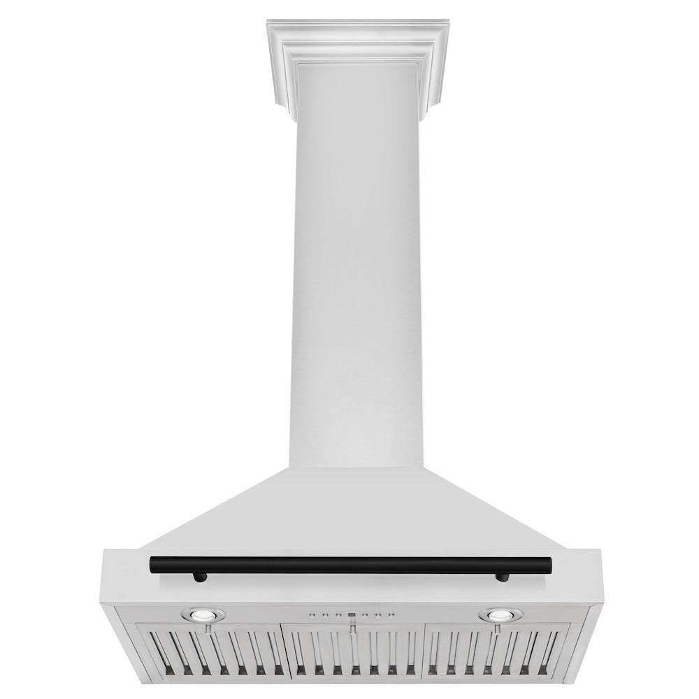 ZLINE 30 in. Autograph Edition Convertible Stainless Steel Range Hood with Stainless Steel Shell and Matte Black Accents (KB4STZ-30-MB)