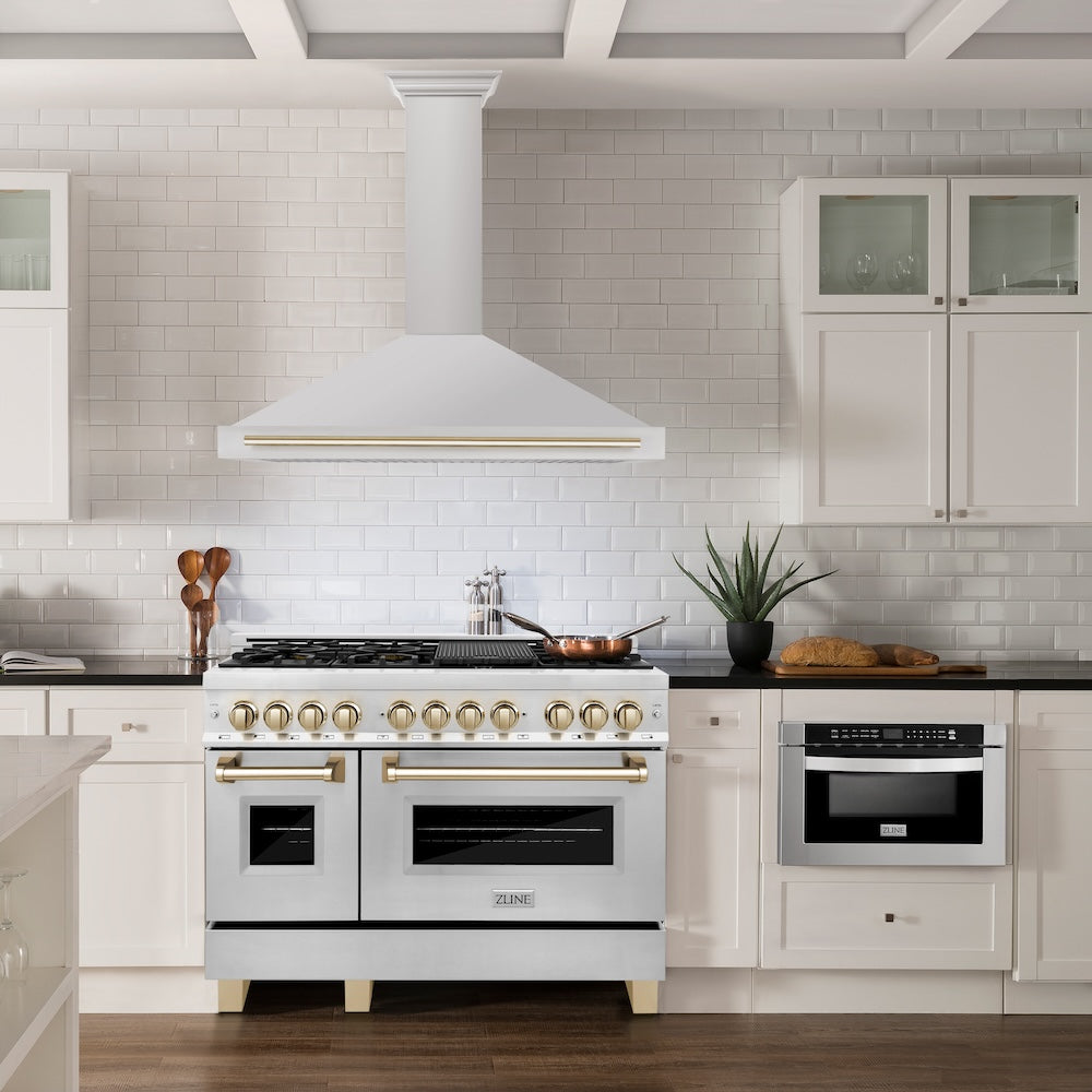 ZLINE 48 in. Autograph Edition Convertible Stainless Steel Range Hood with Stainless Steel Shell and Polished Gold Accents (KB4STZ-48-G)