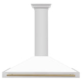 ZLINE 48 in. Autograph Edition Convertible Stainless Steel Range Hood with White Matte Shell and Champagne Bronze Accents (KB4STZ-WM48-CB)
