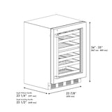 ZLINE 24 in. Touchstone Dual Zone 44 Bottle Wine Cooler with Satin Stainless Steel Glass Door (RWDO-SN-24)