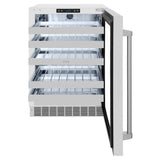 ZLINE 24 in. Touchstone Dual Zone 44 Bottle Wine Cooler with Satin Stainless Steel Glass Door (RWDO-SN-24)