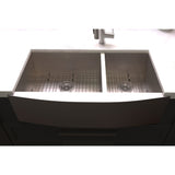 ZLINE 36 in. Courchevel Farmhouse Apron Mount Double Bowl Satin Stainless Steel Kitchen Sink with Bottom Grid (SA60D-36S)