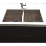 ZLINE 33 in. Anton Undermount Double Bowl Satin Stainless Steel Kitchen Sink with Bottom Grid (SR50D-33S)