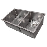 ZLINE 36 in. Chamonix Undermount Double Bowl Satin Stainless Steel Kitchen Sink with Bottom Grid (SR60D-36S)