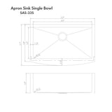 ZLINE 33 in. Vail Farmhouse Apron Mount Single Bowl Satin Stainless Steel Kitchen Sink with Bottom Grid (SAS-33S)