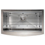 ZLINE 33 in. Moritz Farmhouse Apron Mount Single Bowl Satin Stainless Steel Kitchen Sink with Bottom Grid and Accessories (SLSAP-33S)