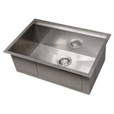 ZLINE 27 in. Garmisch Undermount Single Bowl Satin Stainless Steel Kitchen Sink with Bottom Grid and Accessories (SLS-27S)