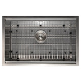 ZLINE 27 in. Garmisch Undermount Single Bowl Satin Stainless Steel Kitchen Sink with Bottom Grid and Accessories (SLS-27S)