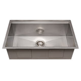 ZLINE 33 in. Garmisch Undermount Single Bowl Satin Stainless Steel Kitchen Sink with Bottom Grid and Accessories (SLS-33S)