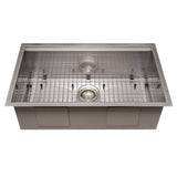 ZLINE 33 in. Garmisch Undermount Single Bowl Satin Stainless Steel Kitchen Sink with Bottom Grid and Accessories (SLS-33S)