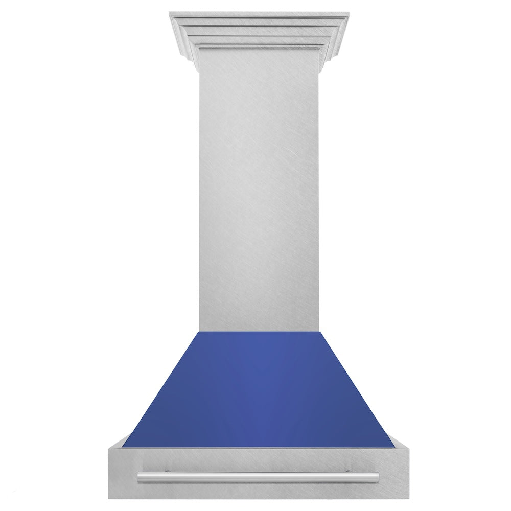 ZLINE 30" Fingerprint Resistant Stainless Steel Range Hood with Blue Matte Shell (8654SNX-BM30)