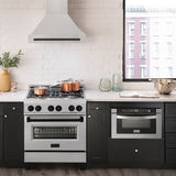 ZLINE Autograph Edition 30" Fingerprint Resistant Stainless Steel Range Hood with Matte Black Handle (8654SNZ-30-MB)
