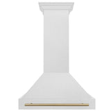 ZLINE Autograph Edition 36" Fingerprint Resistant Stainless Steel Range Hood with Champagne Bronze Handle (8654SNZ-36-CB)