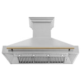 ZLINE Autograph Edition 48" Fingerprint Resistant Stainless Steel Range Hood with Champagne Bronze Handle (8654SNZ-48-CB)