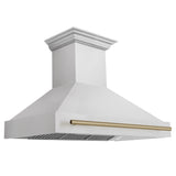 ZLINE Autograph Edition 48" Fingerprint Resistant Stainless Steel Range Hood with Champagne Bronze Handle (8654SNZ-48-CB)