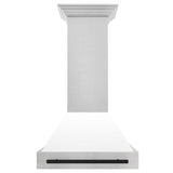 ZLINE Autograph Edition 30" Fingerprint Resistant Stainless Steel Range Hood with White Matte Shell and Matte Black Handle (8654SNZ-WM30-MB)