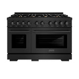 ZLINE 48 in. 6.7 cu. ft. Select Double Oven Dual Fuel Range in Black Stainless Steel with 8 Brass Burners (HDRB-BR-48)