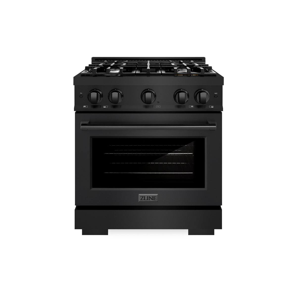 ZLINE 30 in. 4.2 cu. ft. Select Dual Fuel Range with 4 Burner Gas Cooktop and Electric Convection Oven in Black Stainless Steel (HDRB-30)