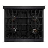 ZLINE 30 in. 4.2 cu. ft. Select Gas Range with Convection Gas Oven in Black Stainless Steel with 4 Brass Burners (HGRB-BR-30)