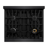 ZLINE 30 in. 4.2 cu. ft. Select Gas Range with 4 Burner Cooktop and Convection Gas Oven in Black Stainless Steel (HGRB-30)