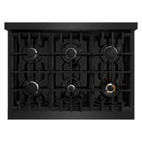 ZLINE 36 in. 5.2 cu. ft. Select Gas Range with 6 Burner Cooktop and Convection Gas Oven in Black Stainless Steel (HGRB-36)