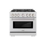 ZLINE 36 in. 5.2 cu. ft. Select Dual Fuel Range with Gas Cooktop and Electric Convection Oven in Satin Stainless Steel with 6 Brass Burners (HDRS-BR-36)