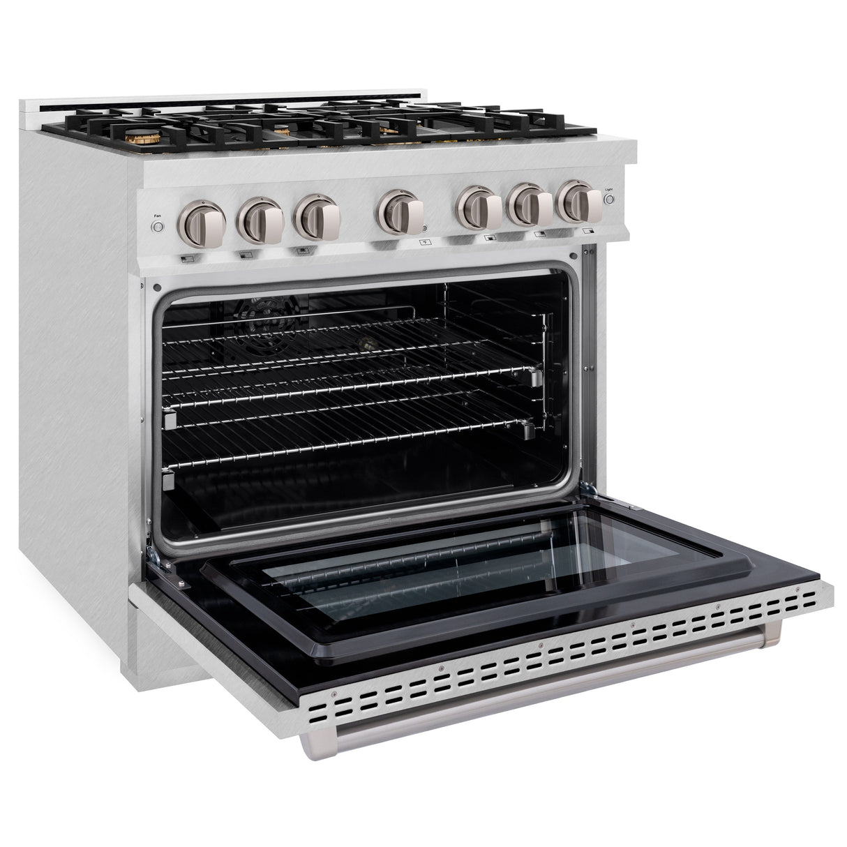 ZLINE 36 in. 5.2 cu. ft. Select Dual Fuel Range with Gas Cooktop and Electric Convection Oven in Satin Stainless Steel with 6 Brass Burners (HDRS-BR-36)