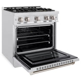 ZLINE 30 in. 4.2 cu. ft. Select Dual Fuel Range with 4 Burner Gas Cooktop and Electric Convection Oven in Satin Stainless Steel (HDRS-30)